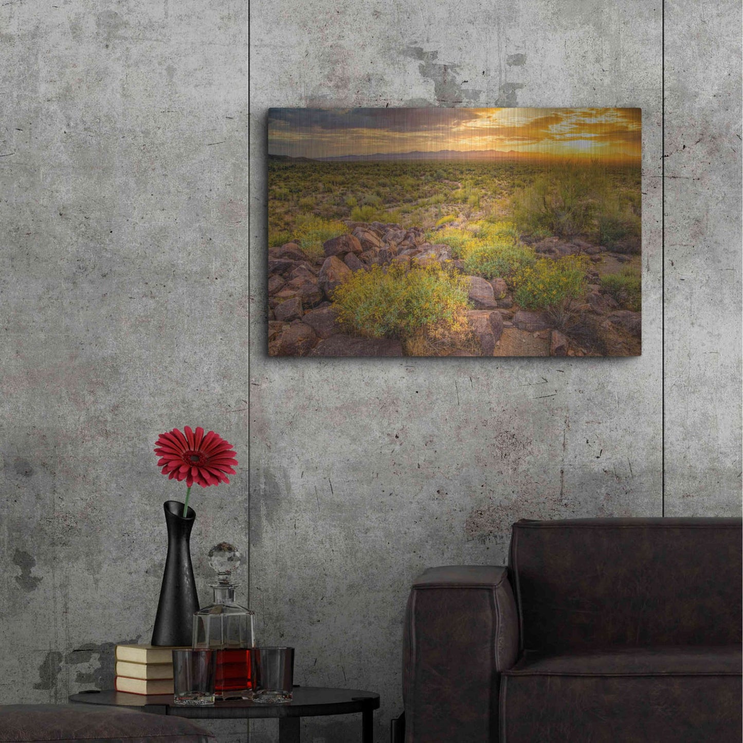 Luxe Metal Art 'Brittlebush Sunset' by John Gavrilis, Metal Wall Art,36x24