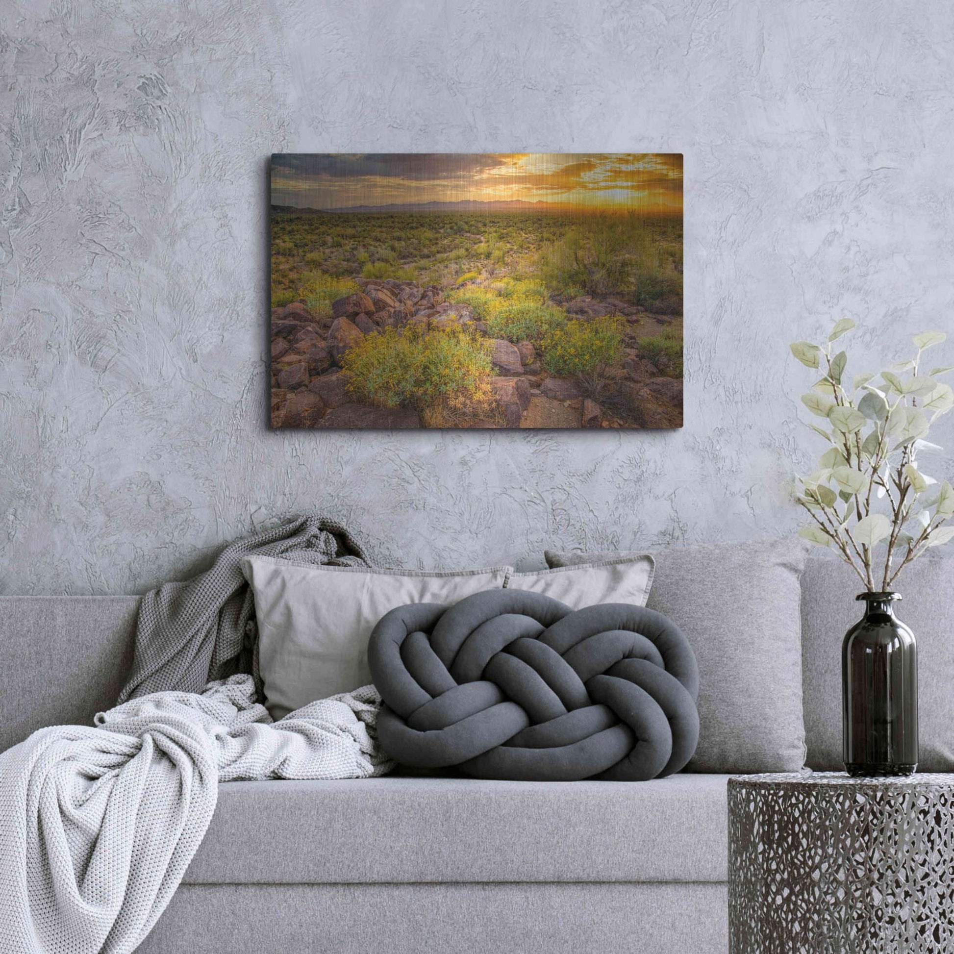 Luxe Metal Art 'Brittlebush Sunset' by John Gavrilis, Metal Wall Art,36x24