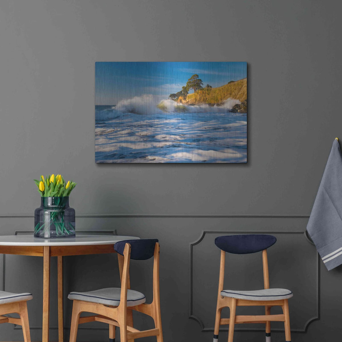 'Capitola Cliffs & Waves' by John Gavrilis – Metal Wall Art, 36x24 room view