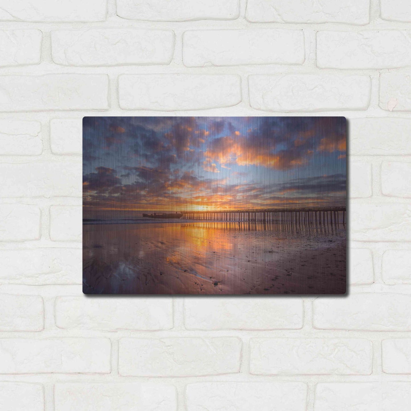 Luxe Metal Art 'Cement Ship Sunset' by John Gavrilis, Metal Wall Art,16x12