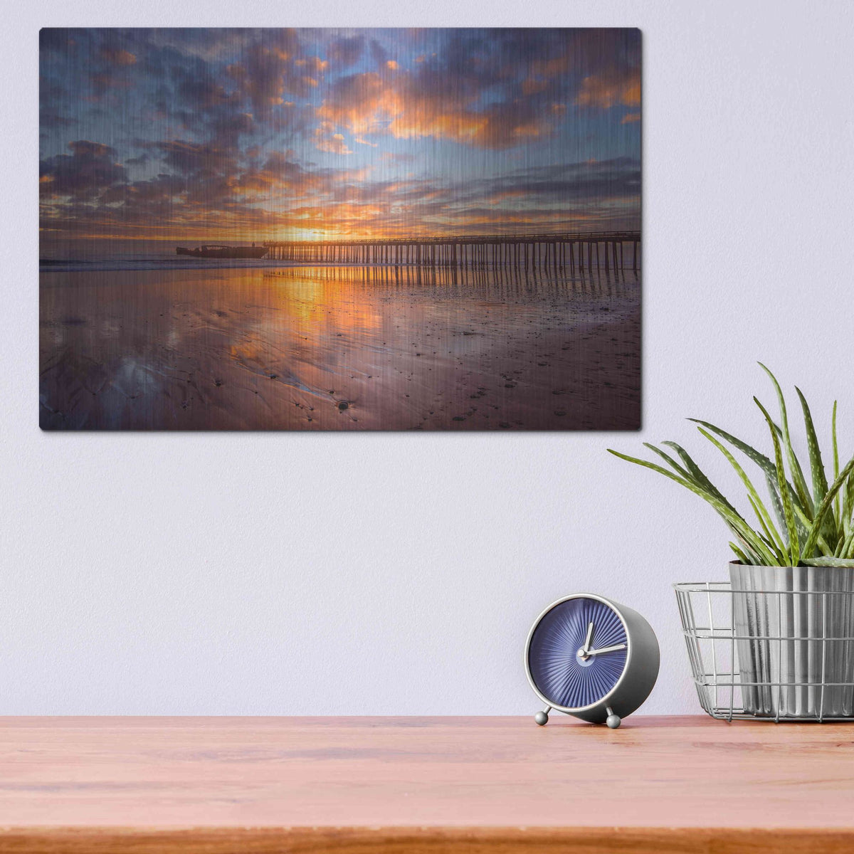 Luxe Metal Art 'Cement Ship Sunset' by John Gavrilis, Metal Wall Art,16x12