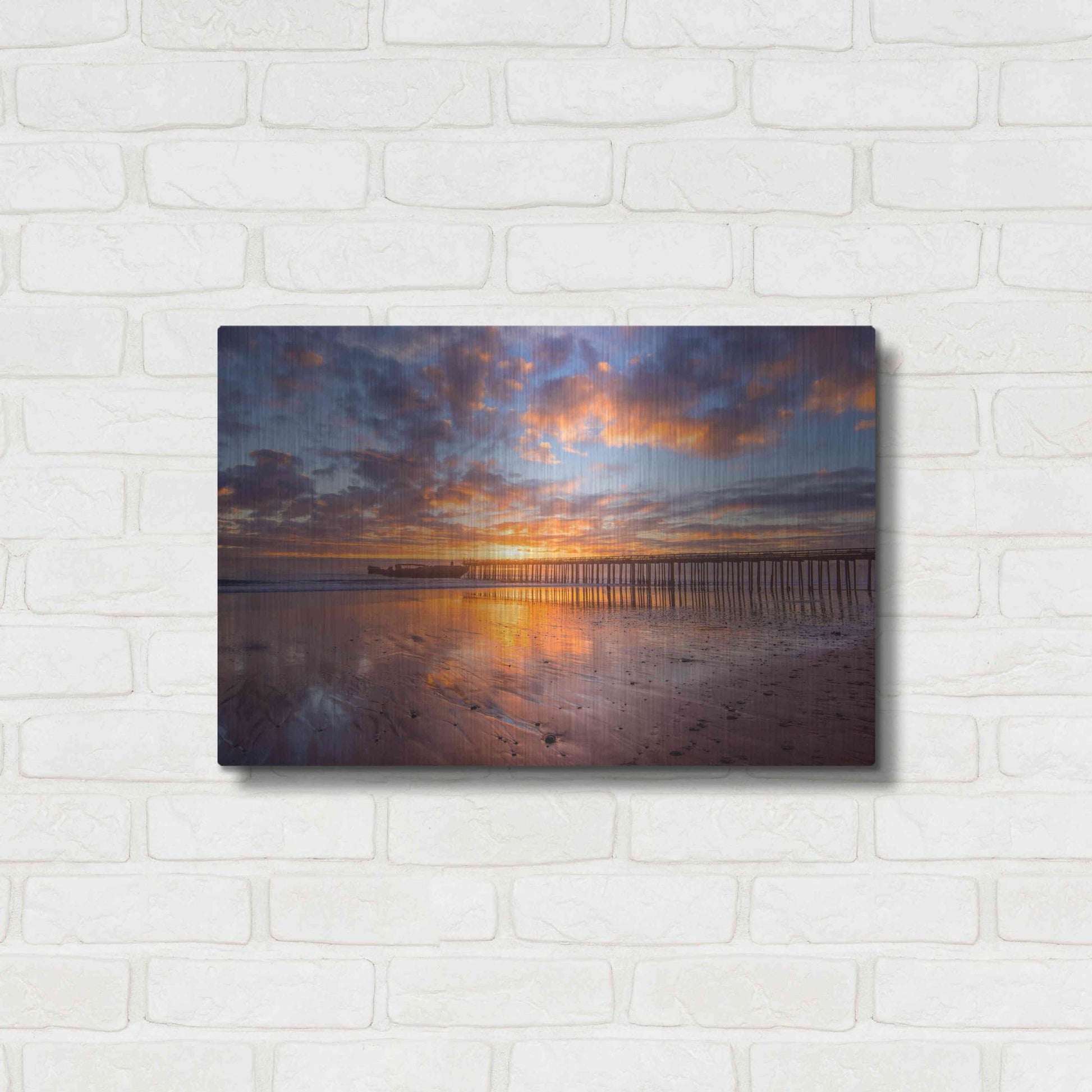 Luxe Metal Art 'Cement Ship Sunset' by John Gavrilis, Metal Wall Art,24x16