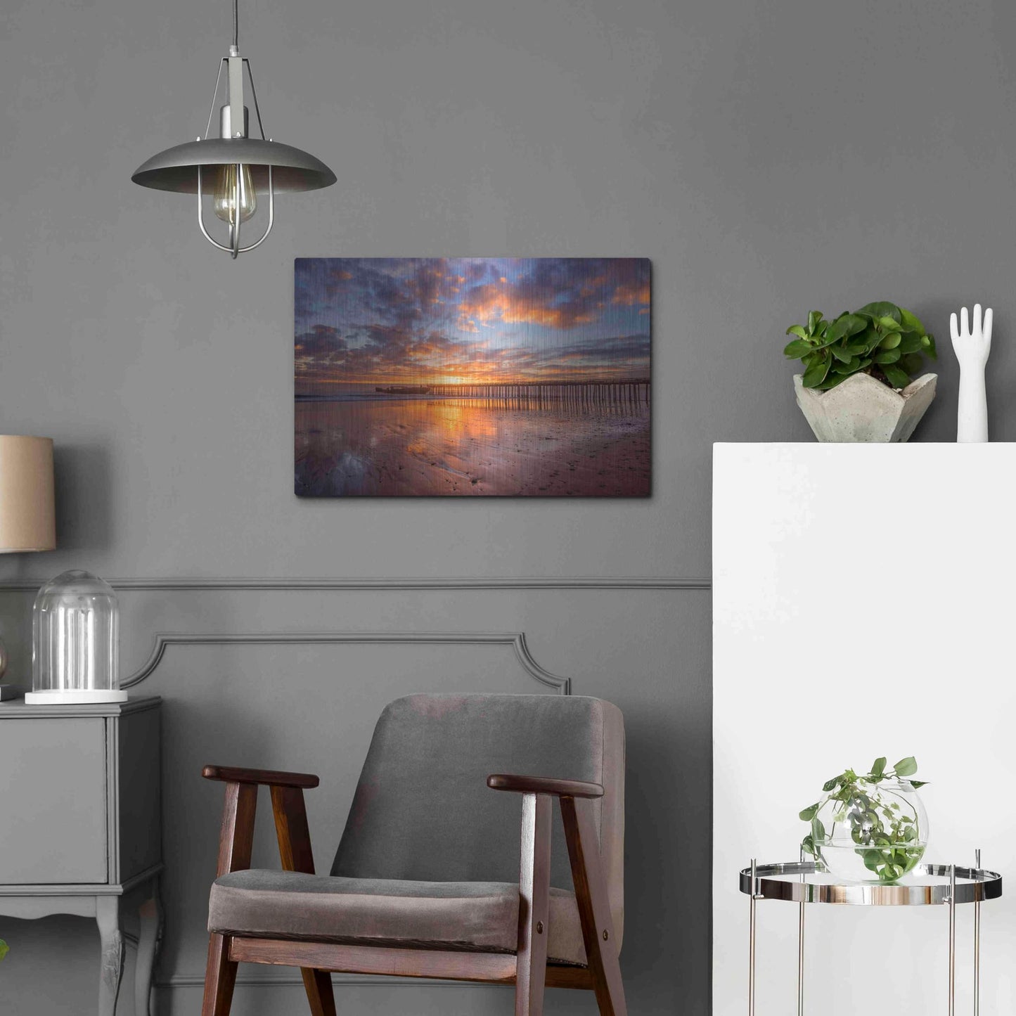 Luxe Metal Art 'Cement Ship Sunset' by John Gavrilis, Metal Wall Art,24x16