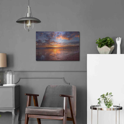 Luxe Metal Art 'Cement Ship Sunset' by John Gavrilis, Metal Wall Art,24x16