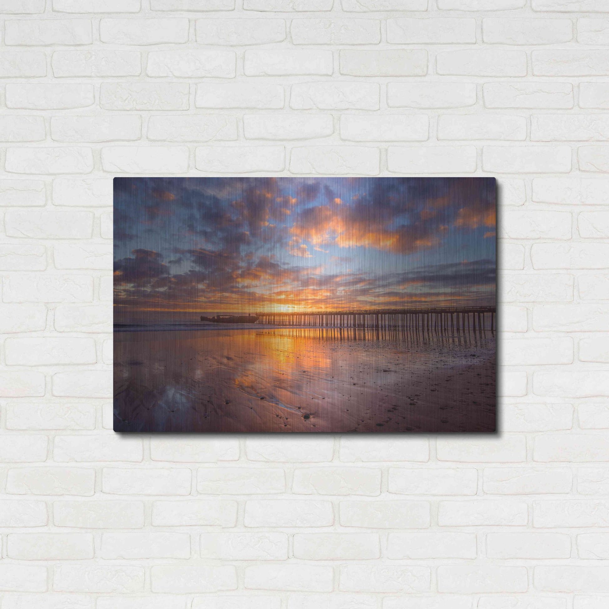 Luxe Metal Art 'Cement Ship Sunset' by John Gavrilis, Metal Wall Art,36x24