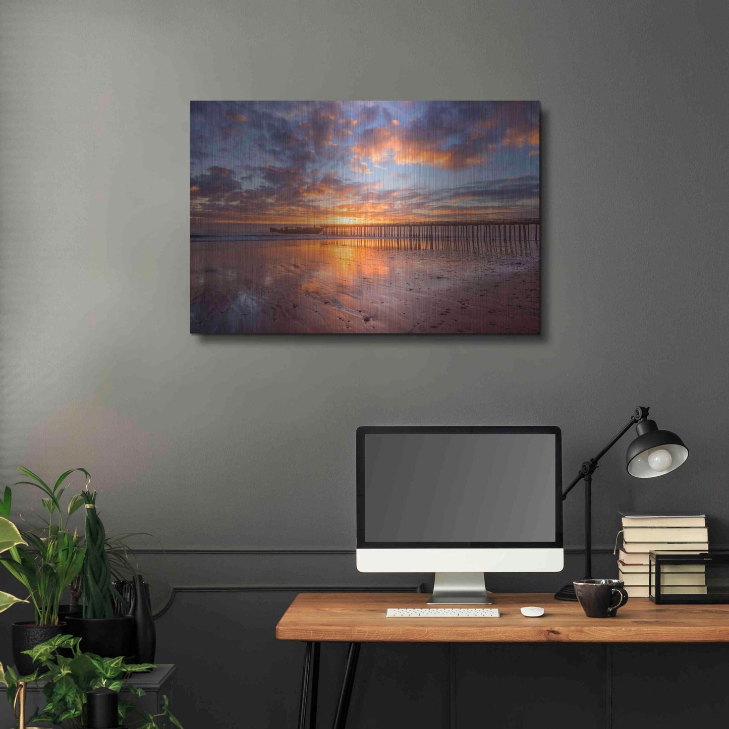 Luxe Metal Art 'Cement Ship Sunset' by John Gavrilis, Metal Wall Art,36x24