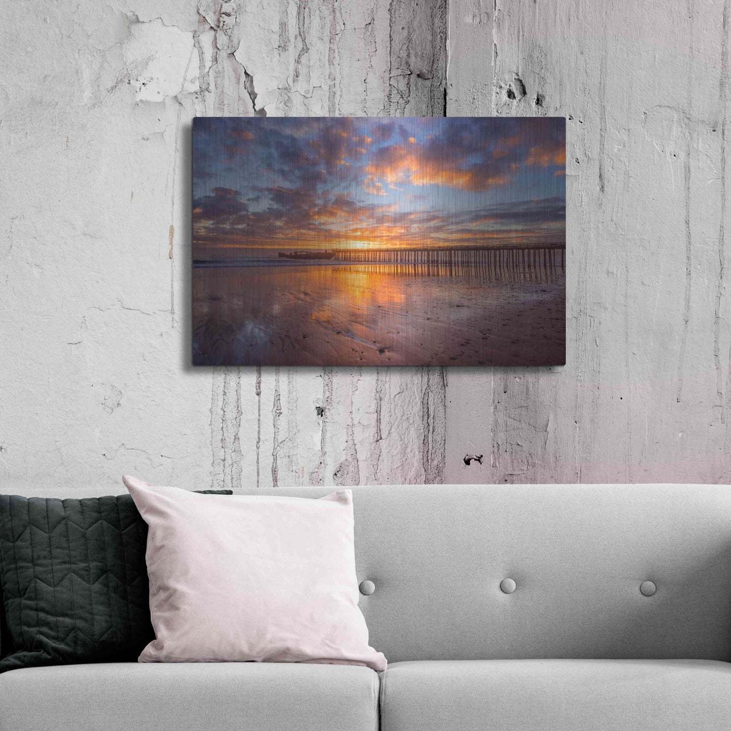 Luxe Metal Art 'Cement Ship Sunset' by John Gavrilis, Metal Wall Art,36x24