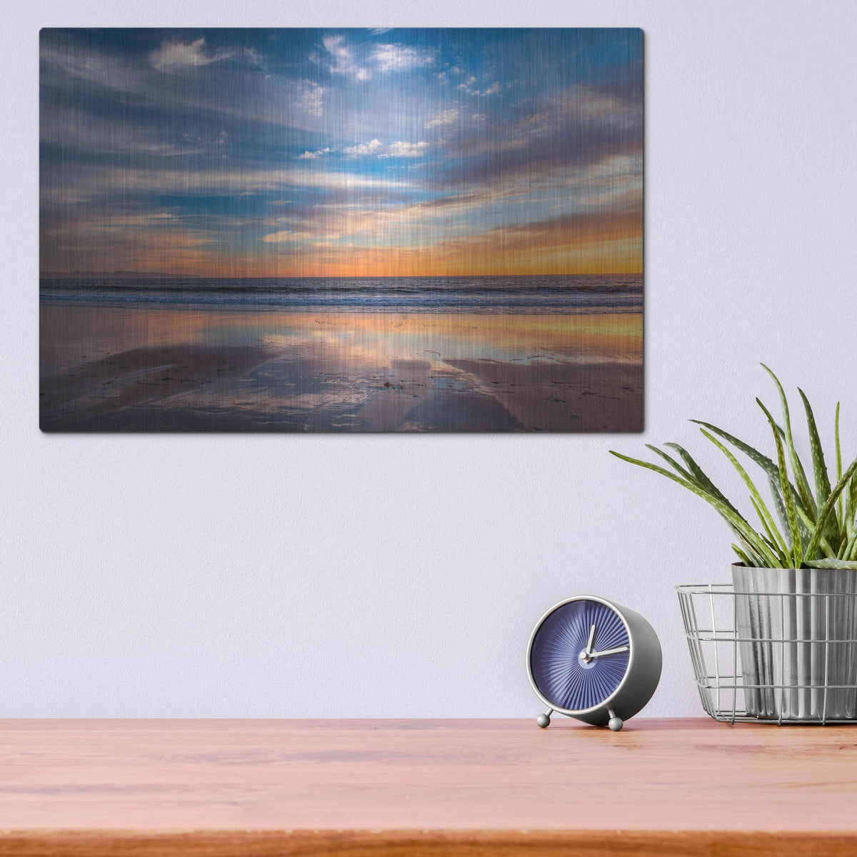 Luxe Metal Art 'Cloud Reflections Twin Lakes Beach' by John Gavrilis, Metal Wall Art,16x12