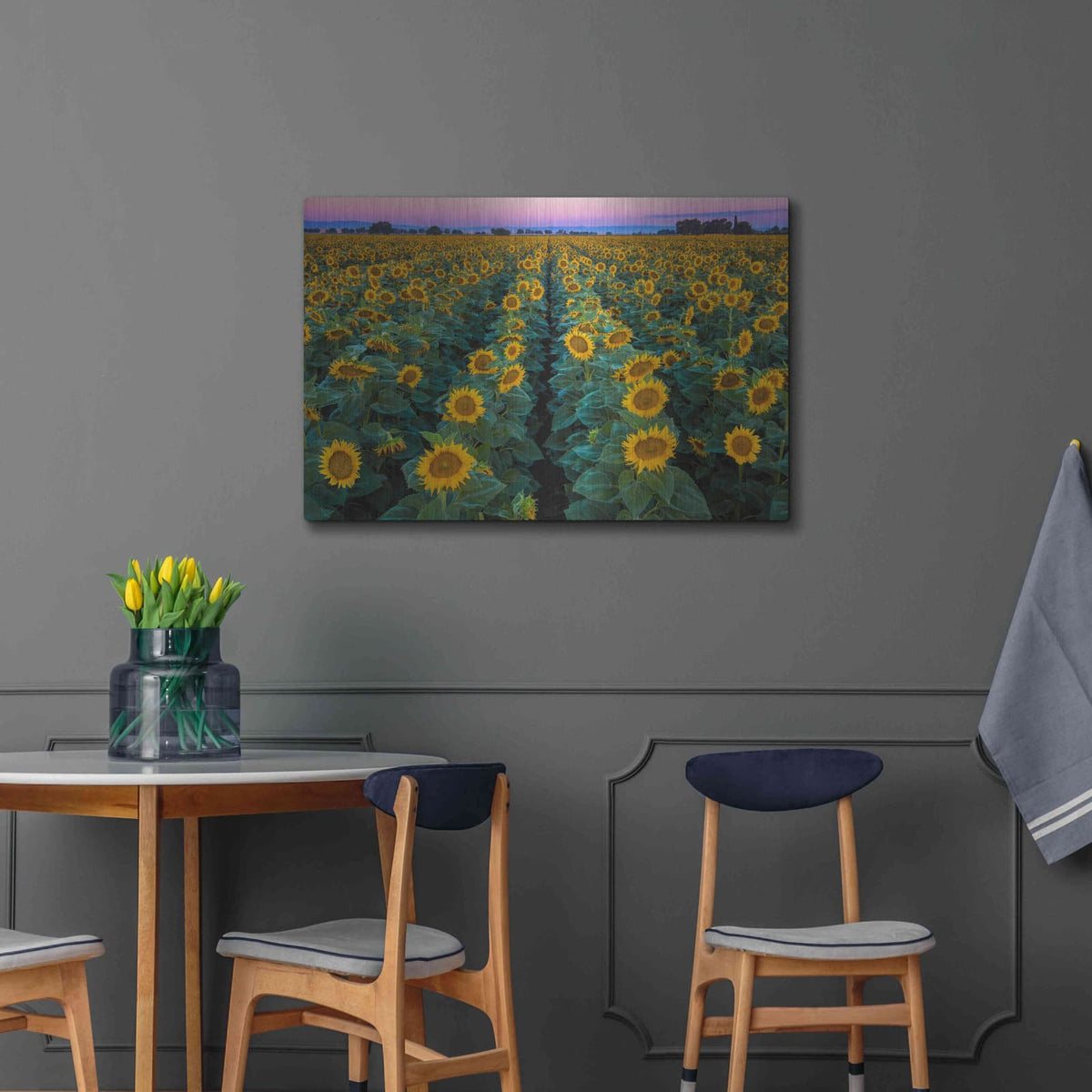'Dawn Sunflowers' by John Gavrilis – Metal Wall Art, 36x24 room view