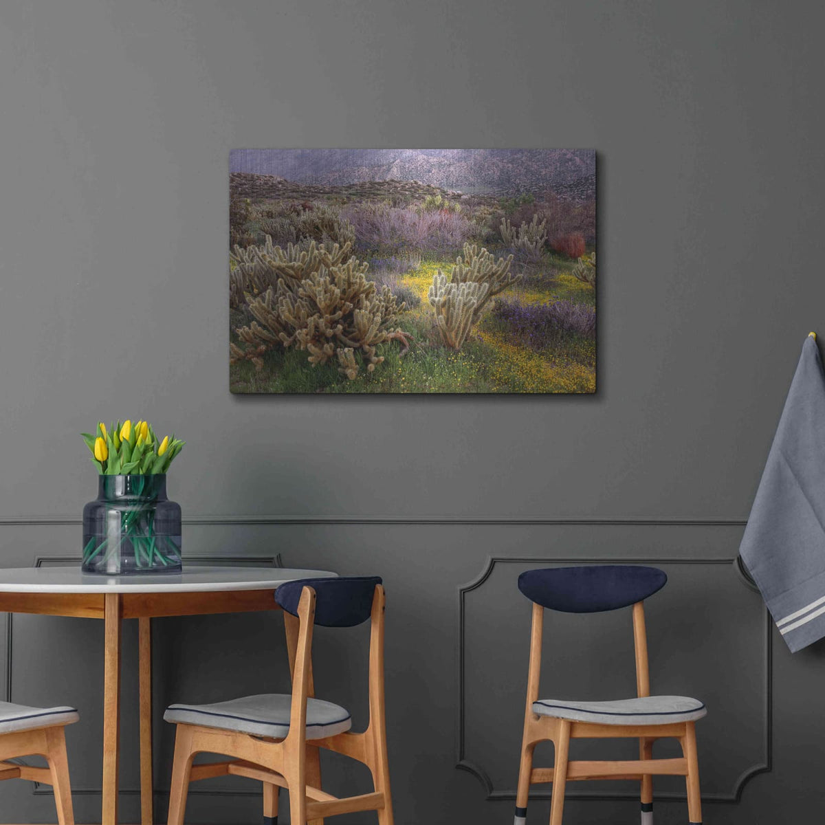 'Desert Cactus and Wildflowers' by John Gavrilis – Metal Wall Art, 36x24 room view