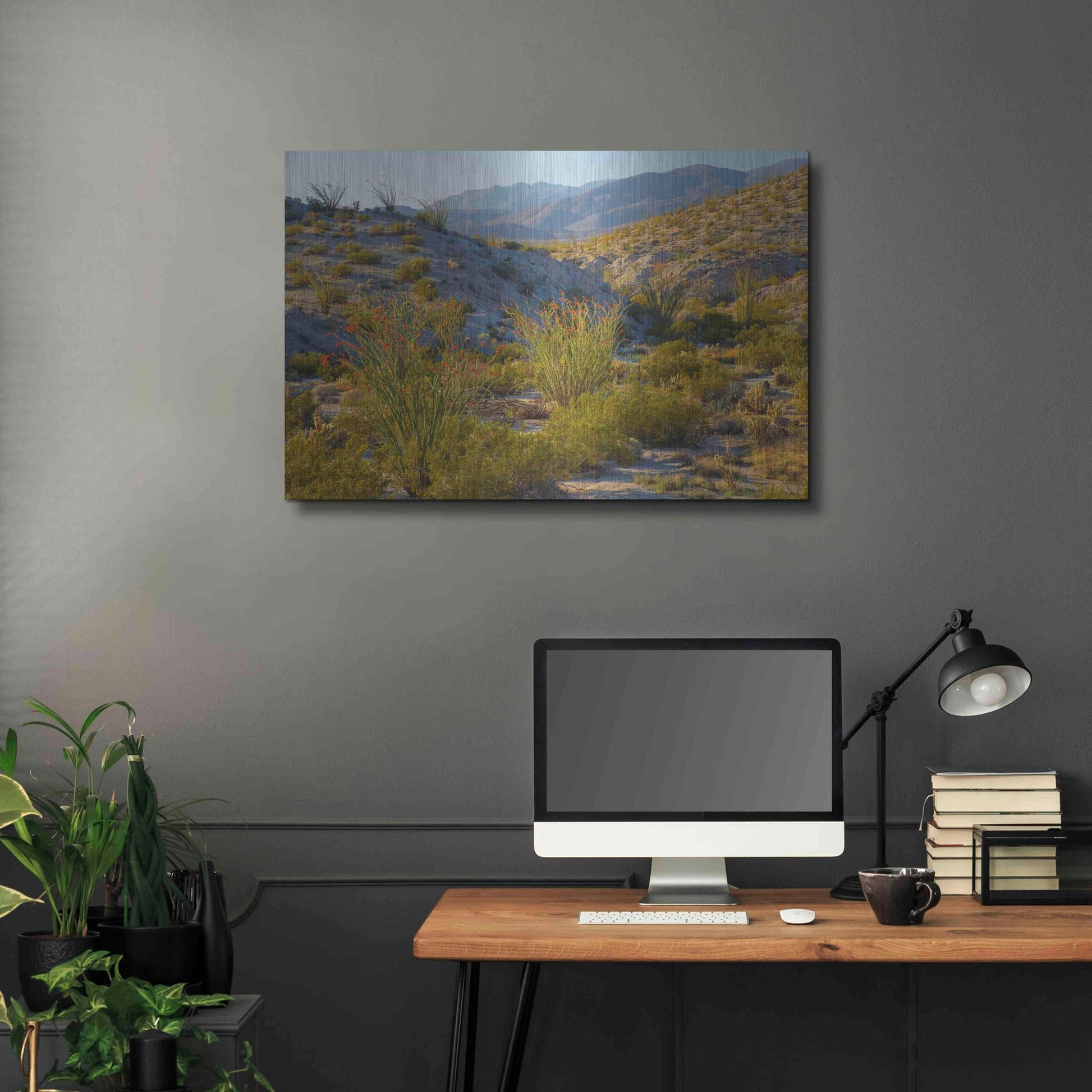 Luxe Metal Art 'Desert Ocotillo Landscape' by John Gavrilis, Metal Wall Art,36x24