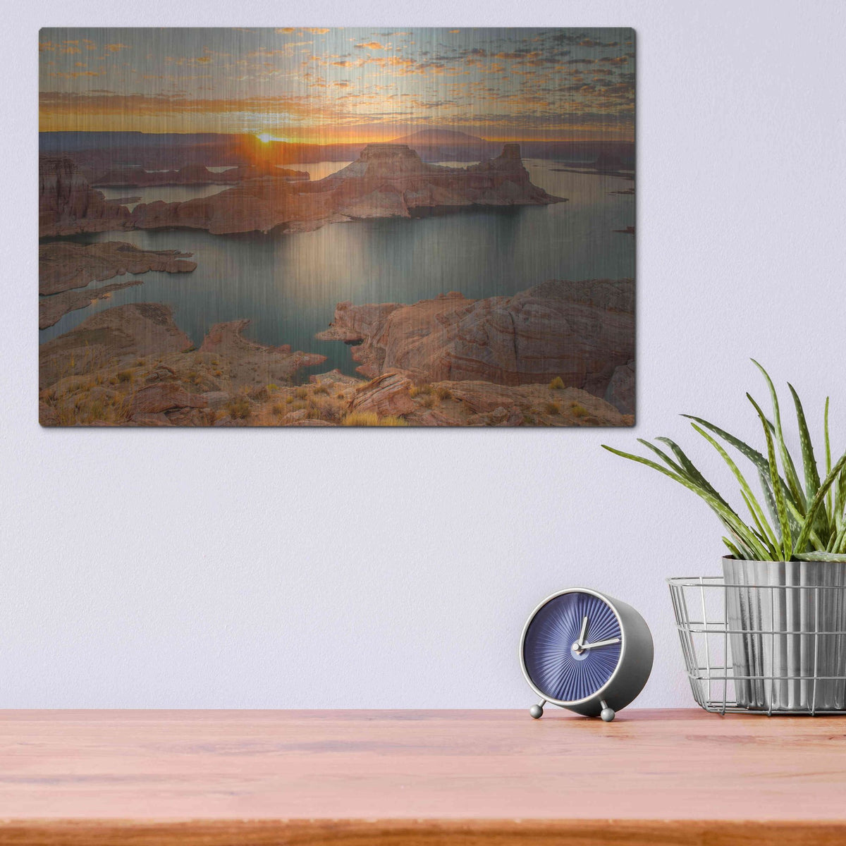 Luxe Metal Art 'Gunsight Sunrise' by John Gavrilis, Metal Wall Art,16x12