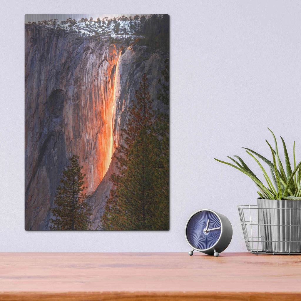 Luxe Metal Art 'Horsetail Fall' by John Gavrilis, Metal Wall Art,12x16