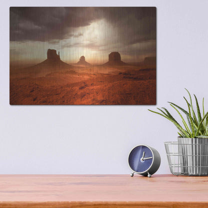 Luxe Metal Art 'Monsoon Sandstorm' by John Gavrilis, Metal Wall Art,16x12