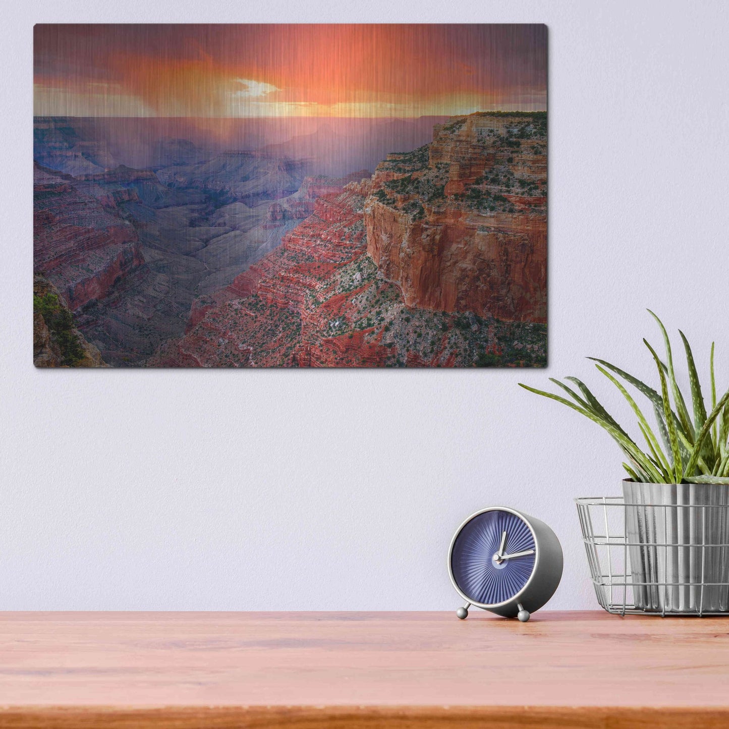 Luxe Metal Art 'Monsoon Sunset' by John Gavrilis, Metal Wall Art,16x12