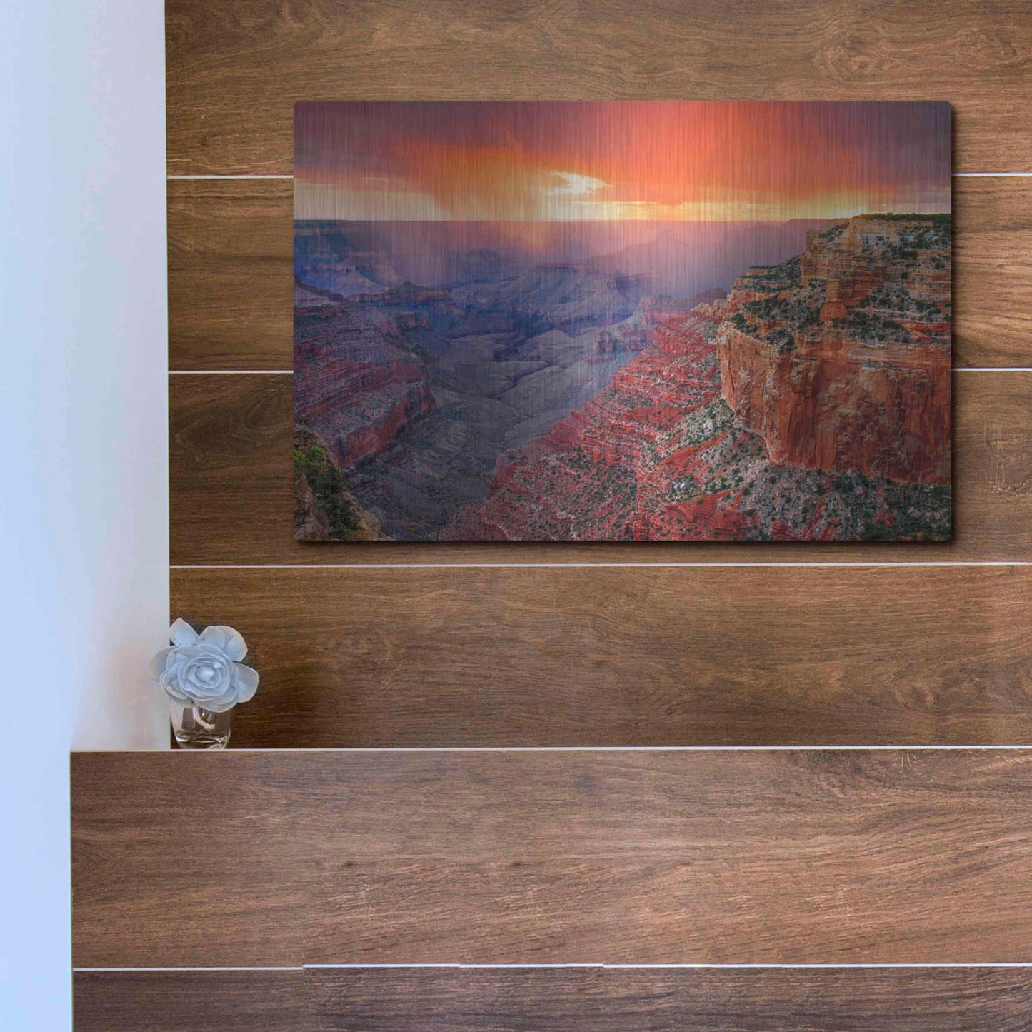 Luxe Metal Art 'Monsoon Sunset' by John Gavrilis, Metal Wall Art,16x12