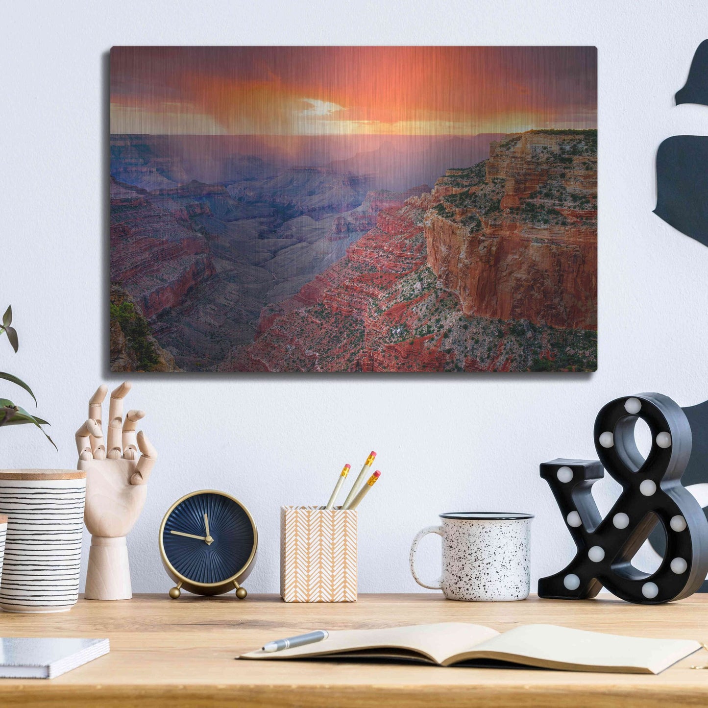 Luxe Metal Art 'Monsoon Sunset' by John Gavrilis, Metal Wall Art,16x12