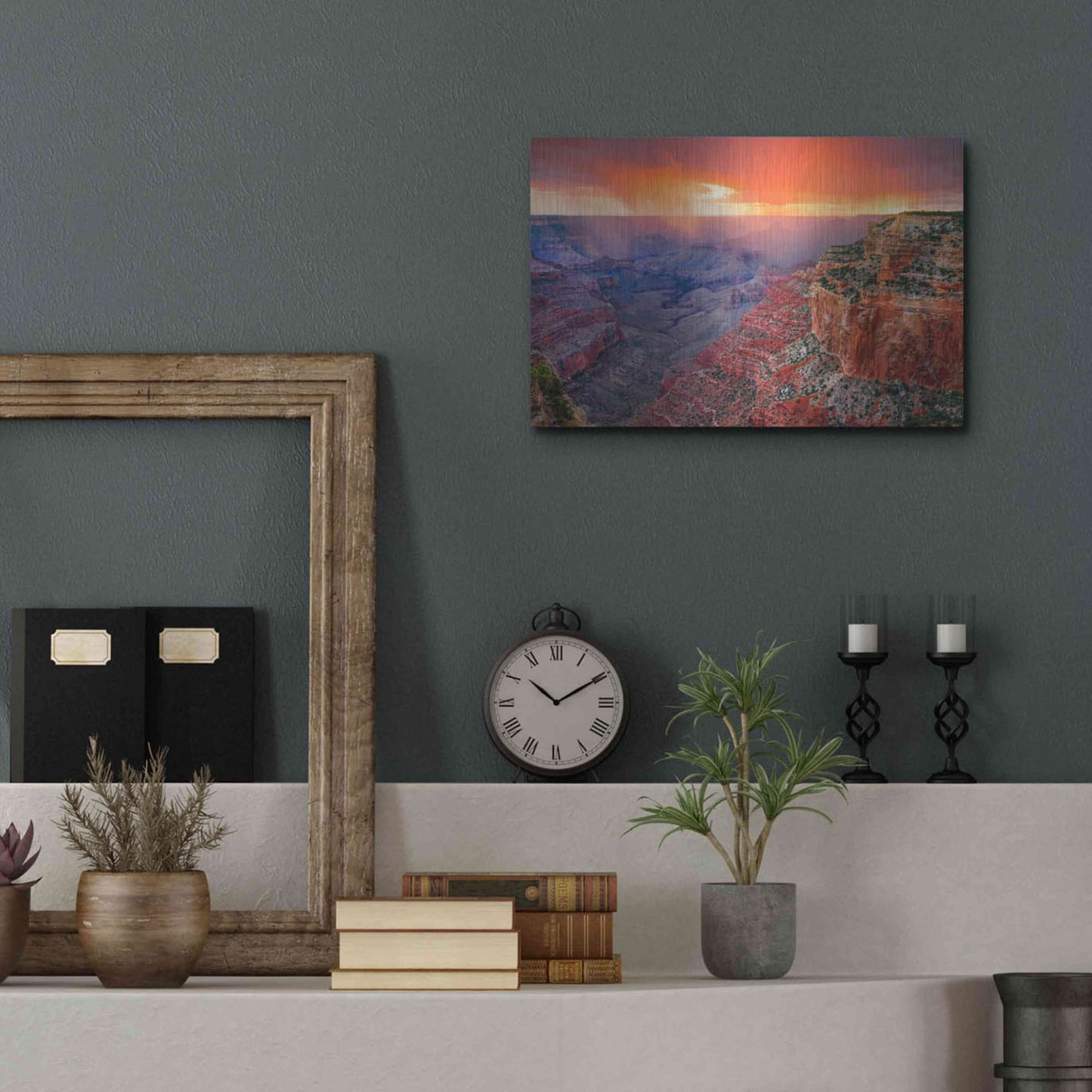 Luxe Metal Art 'Monsoon Sunset' by John Gavrilis, Metal Wall Art,16x12