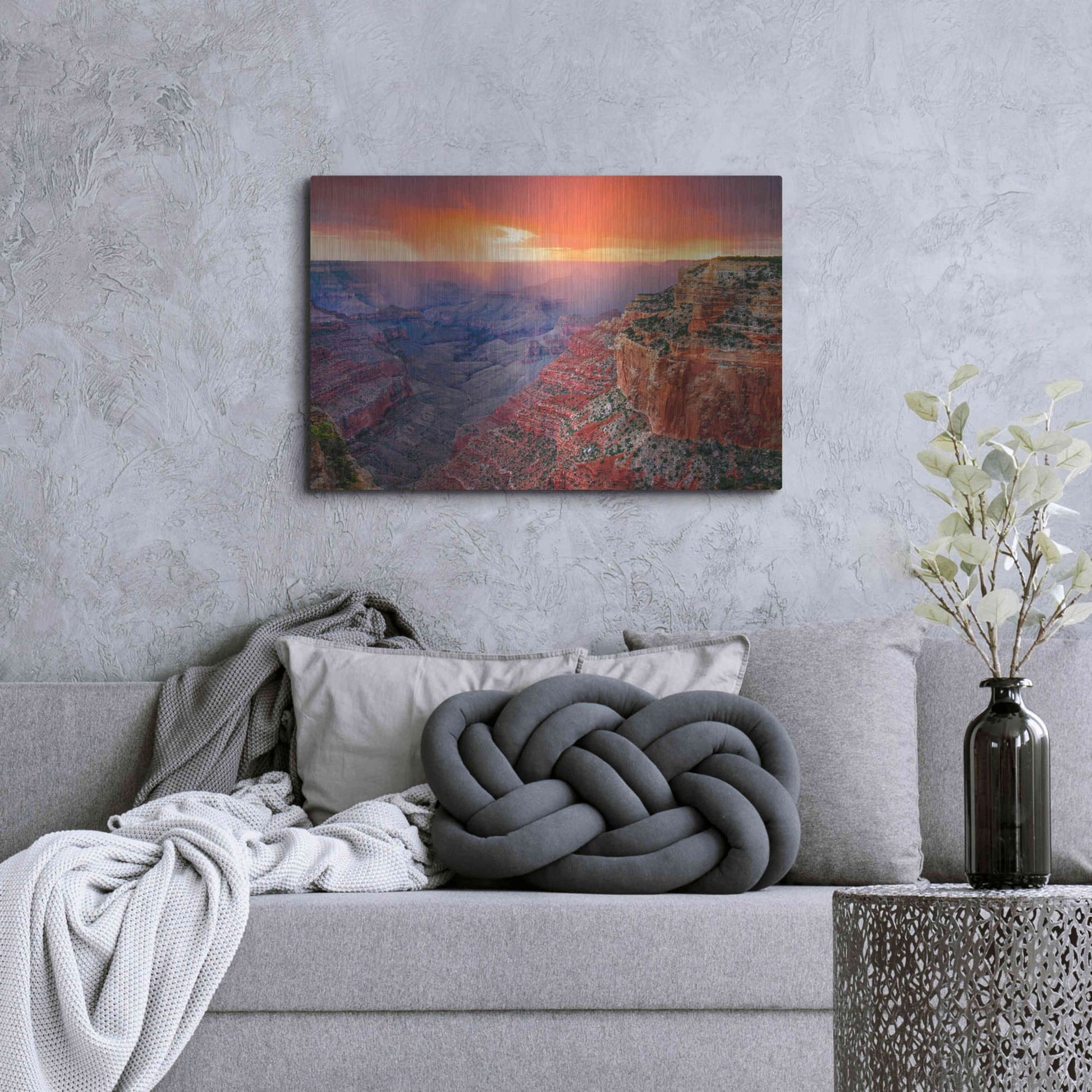 Luxe Metal Art 'Monsoon Sunset' by John Gavrilis, Metal Wall Art,36x24