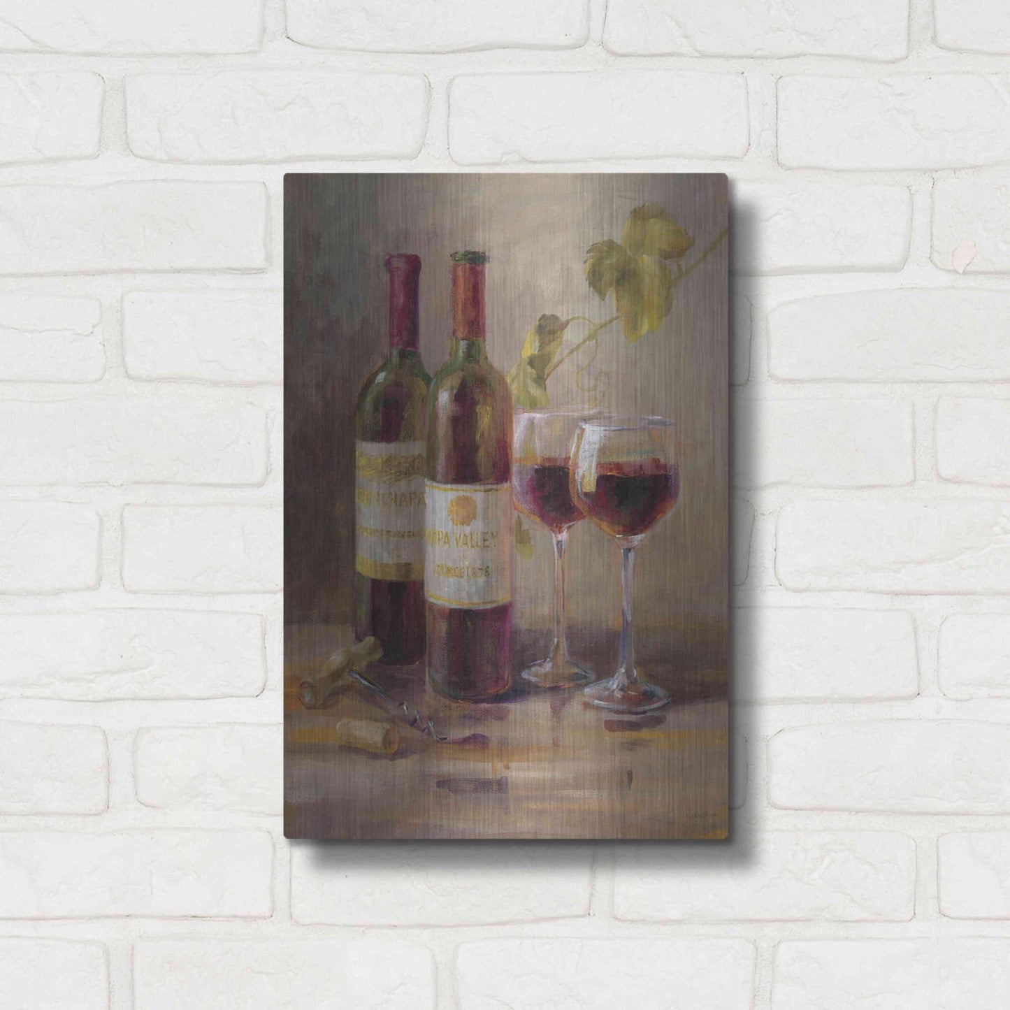 Luxe Metal Art 'Opening the Wine I' by Danhui Nai, Metal Wall Art,12x16