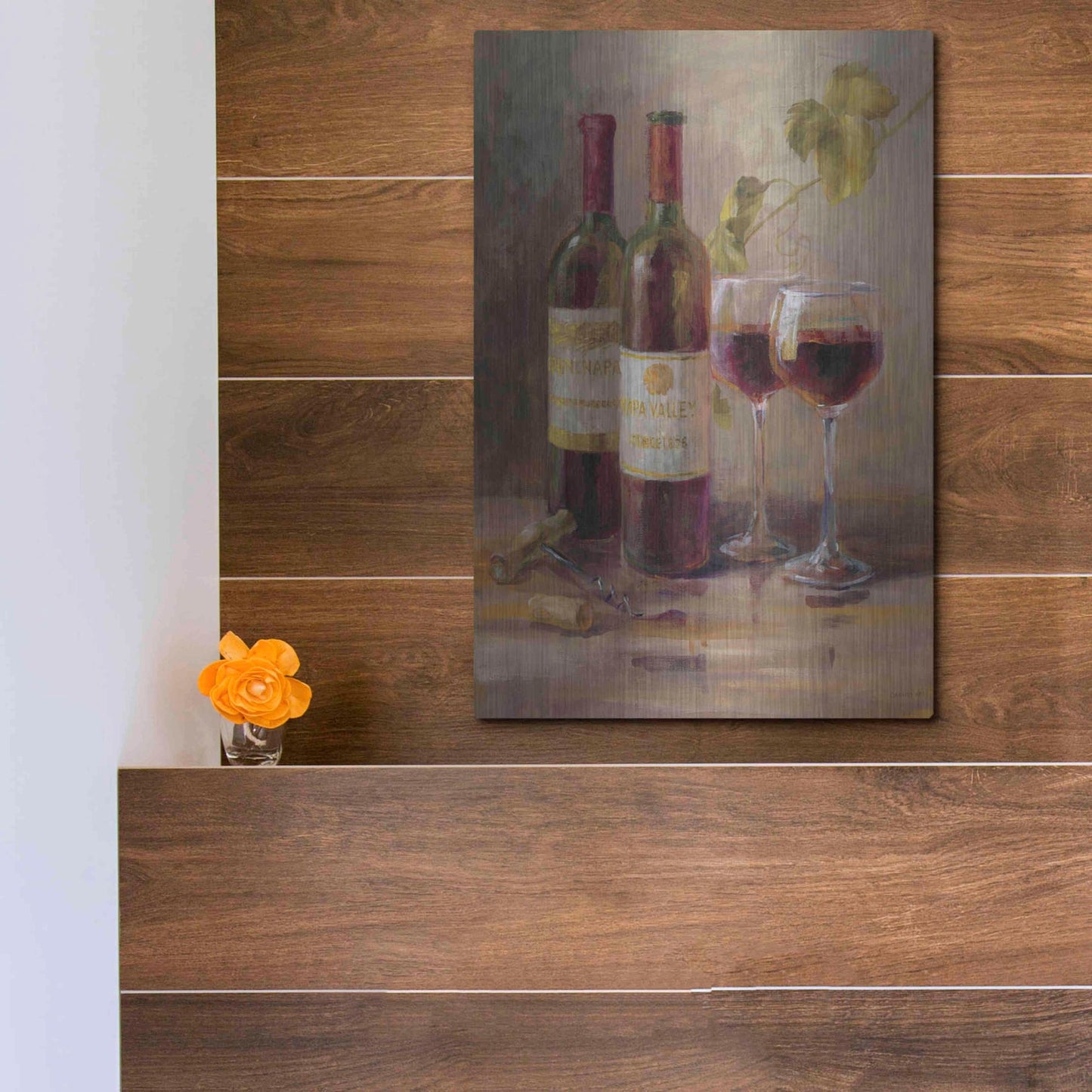 Luxe Metal Art 'Opening the Wine I' by Danhui Nai, Metal Wall Art,12x16