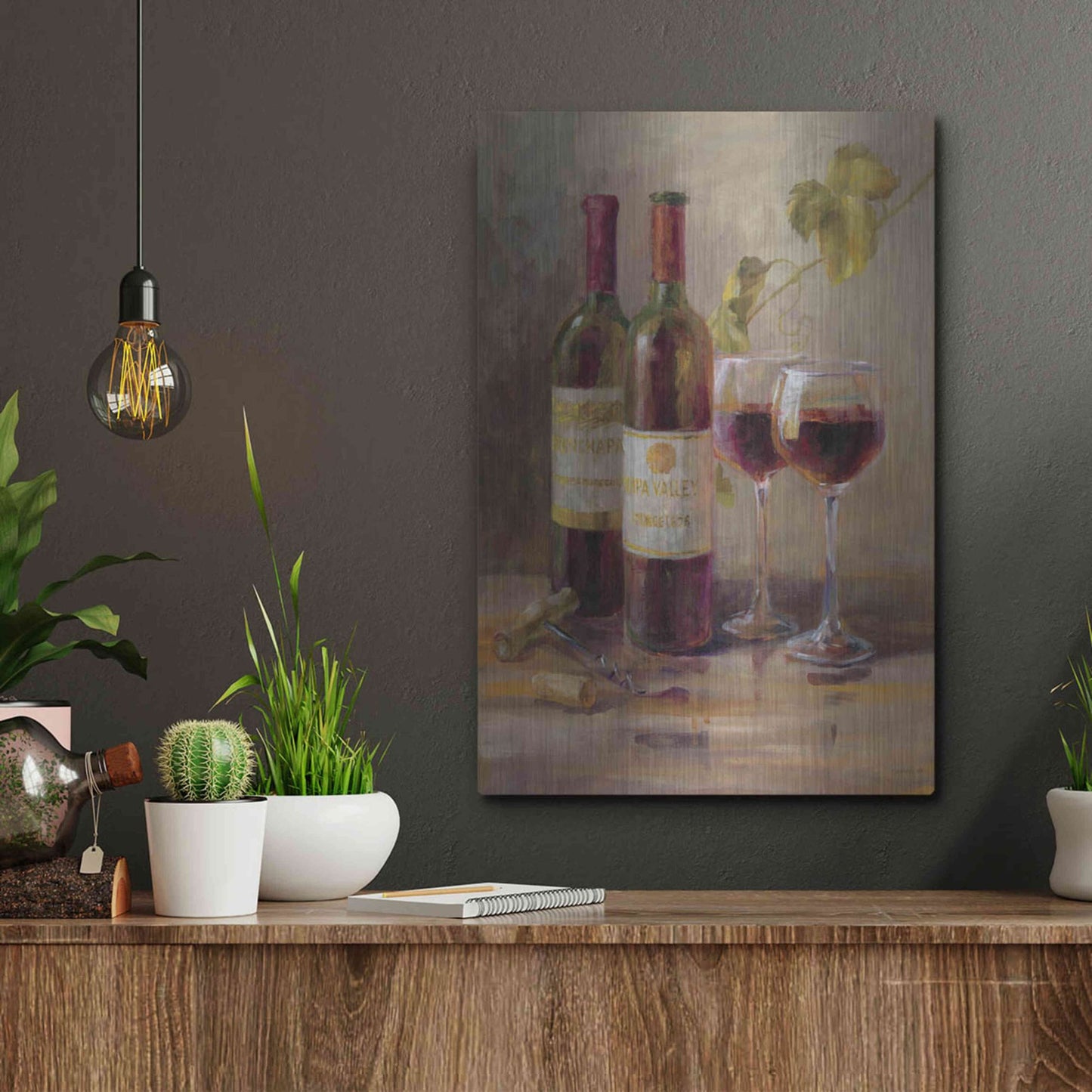 Luxe Metal Art 'Opening the Wine I' by Danhui Nai, Metal Wall Art,12x16