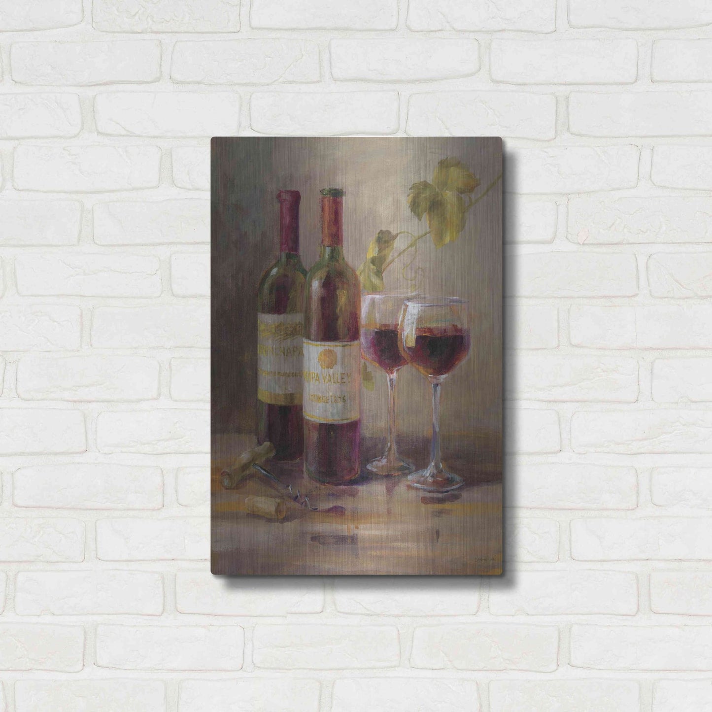 Luxe Metal Art 'Opening the Wine I' by Danhui Nai, Metal Wall Art,16x24