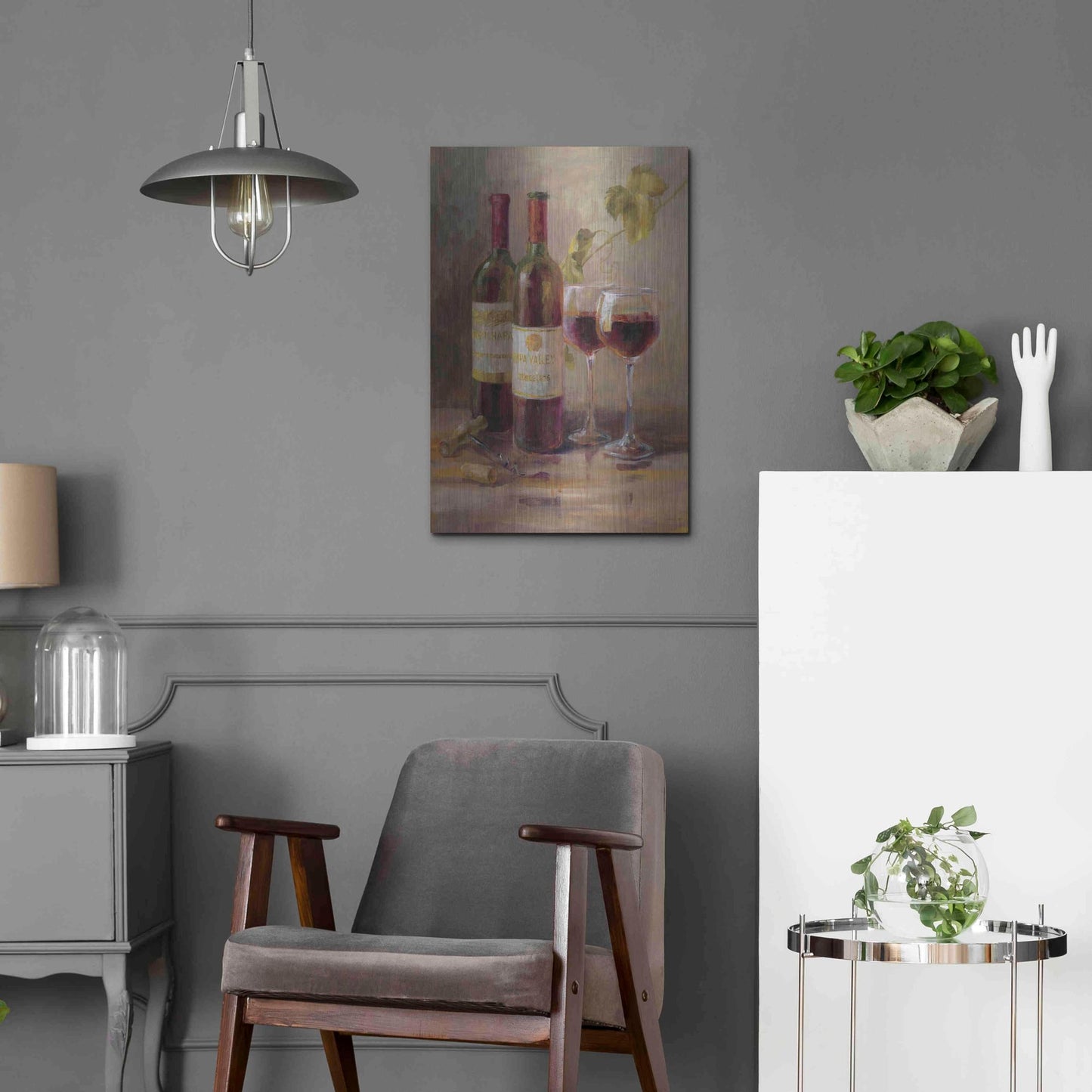 Luxe Metal Art 'Opening the Wine I' by Danhui Nai, Metal Wall Art,16x24