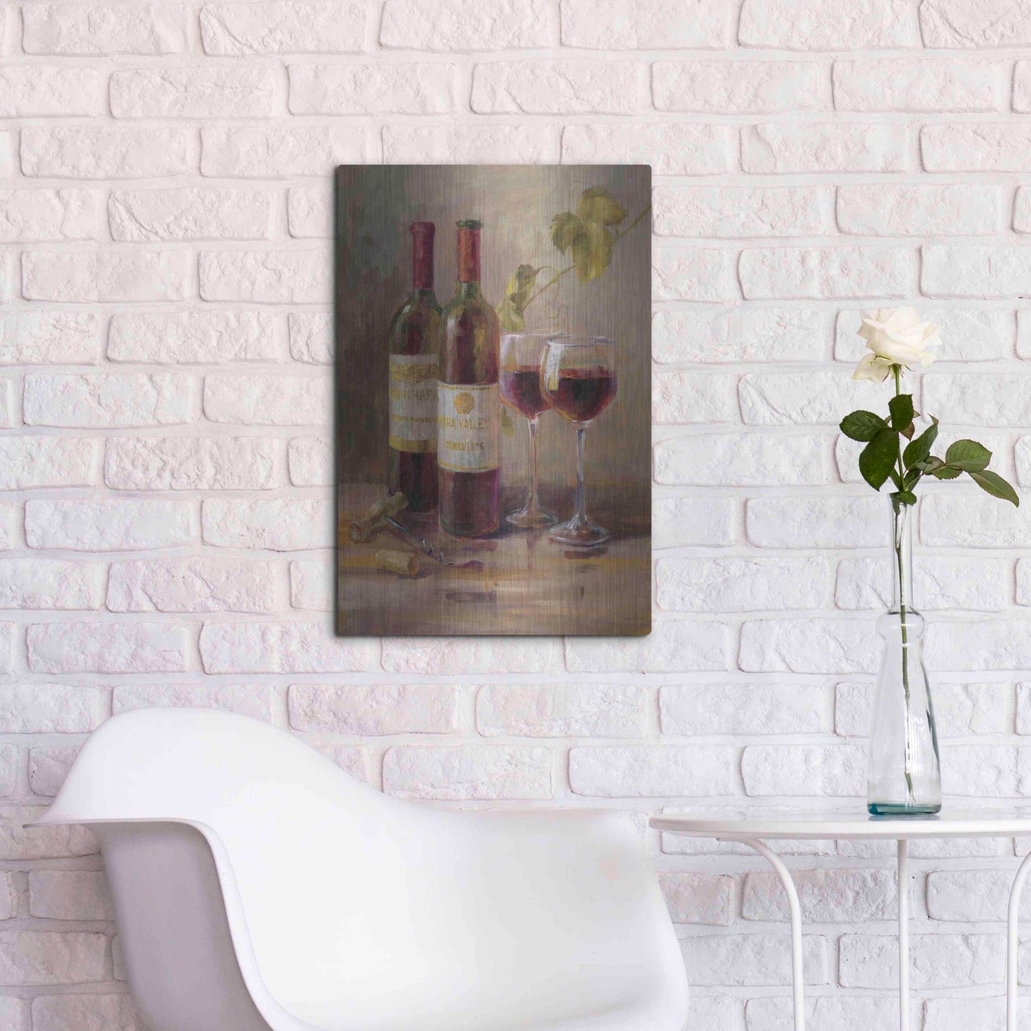 Luxe Metal Art 'Opening the Wine I' by Danhui Nai, Metal Wall Art,16x24