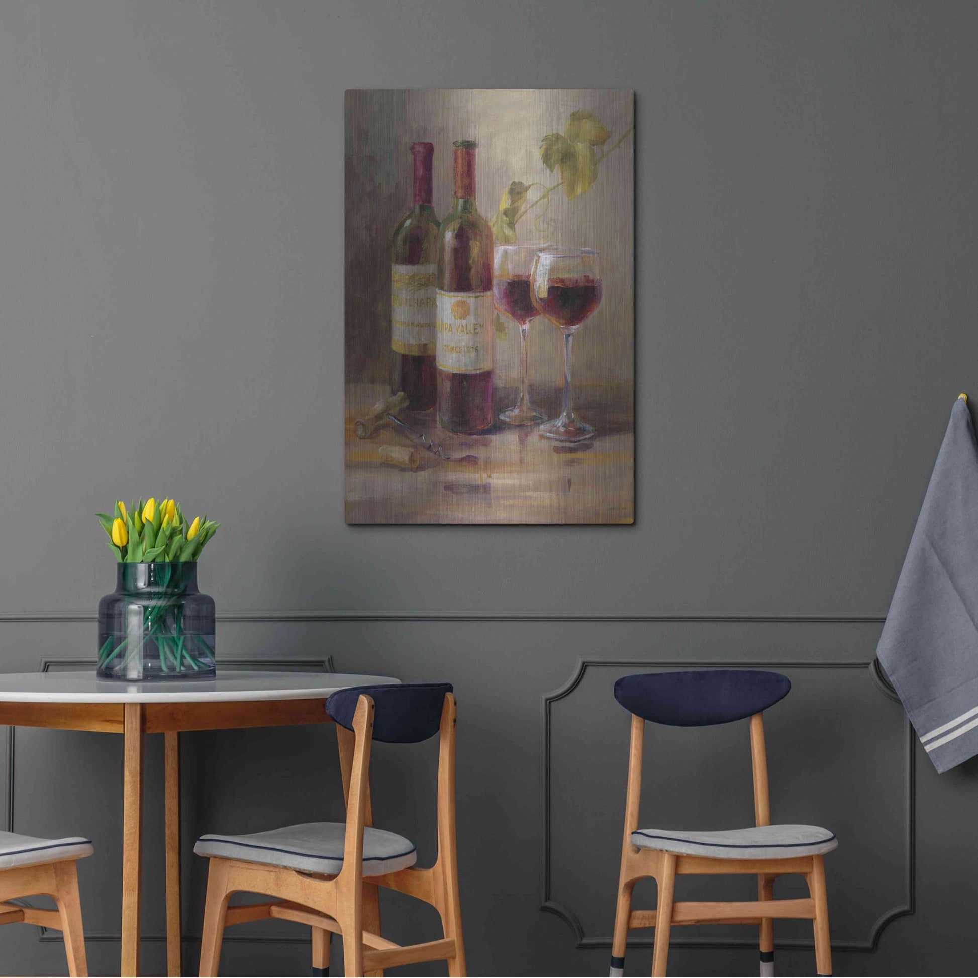 Luxe Metal Art 'Opening the Wine I' by Danhui Nai, Metal Wall Art,24x36