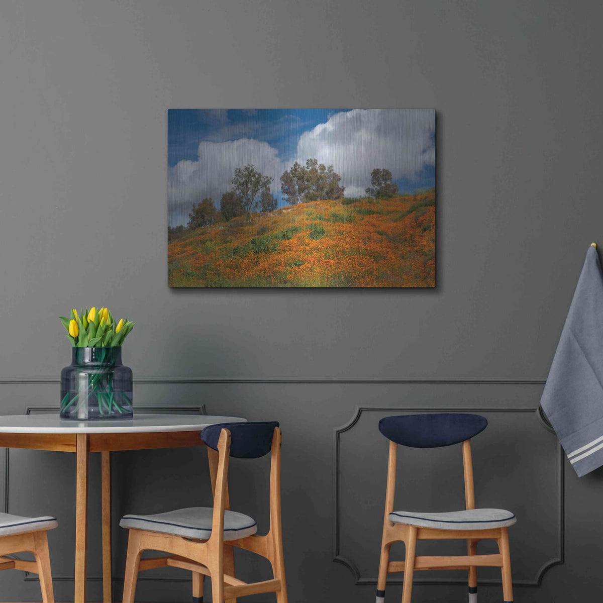 'Poppies, Trees & Clouds' by John Gavrilis – Metal Wall Art, 36x24 room view