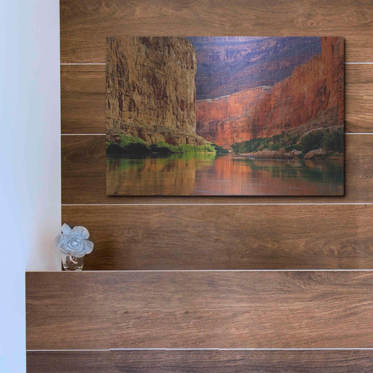 Luxe Metal Art 'Red Wall Gorge' by John Gavrilis, Metal Wall Art,16x12