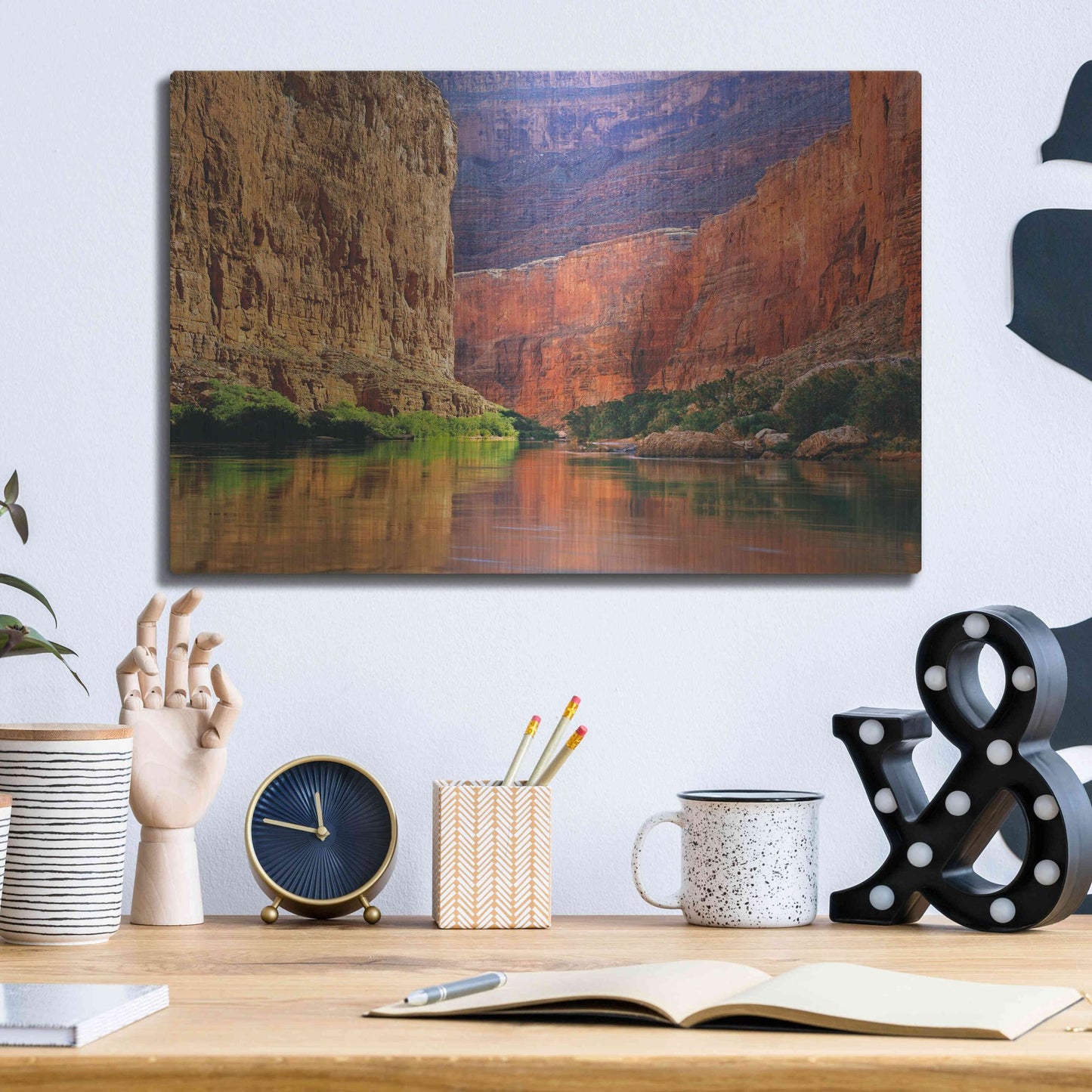 Luxe Metal Art 'Red Wall Gorge' by John Gavrilis, Metal Wall Art,16x12