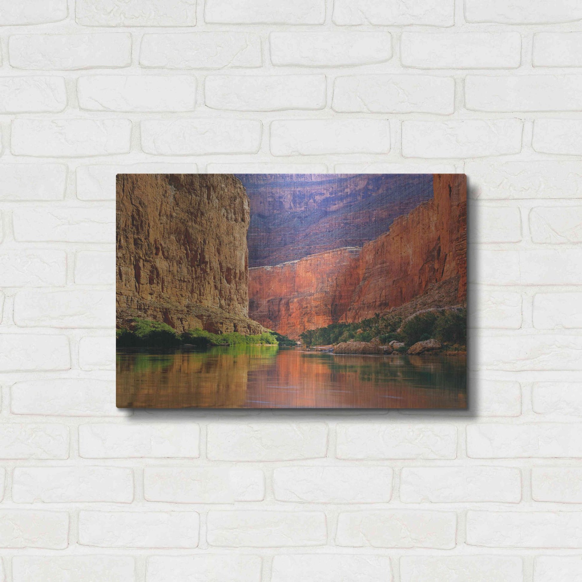 Luxe Metal Art 'Red Wall Gorge' by John Gavrilis, Metal Wall Art,24x16