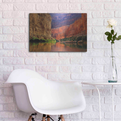 Luxe Metal Art 'Red Wall Gorge' by John Gavrilis, Metal Wall Art,24x16
