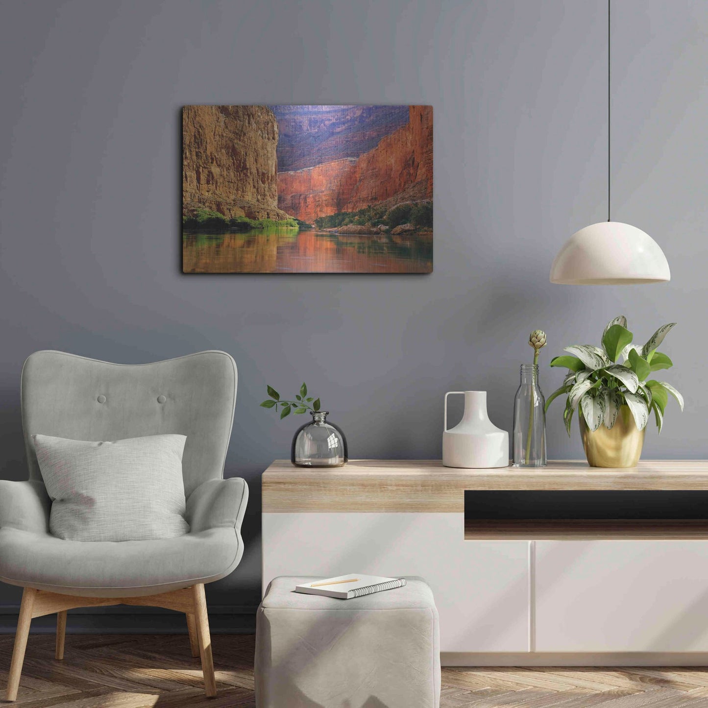 Luxe Metal Art 'Red Wall Gorge' by John Gavrilis, Metal Wall Art,24x16