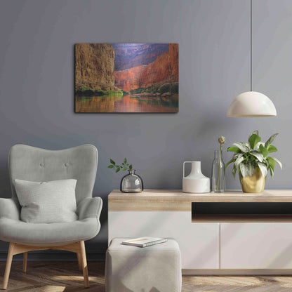 Luxe Metal Art 'Red Wall Gorge' by John Gavrilis, Metal Wall Art,24x16