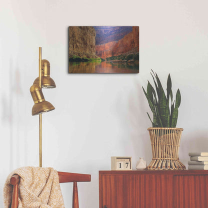 Luxe Metal Art 'Red Wall Gorge' by John Gavrilis, Metal Wall Art,24x16