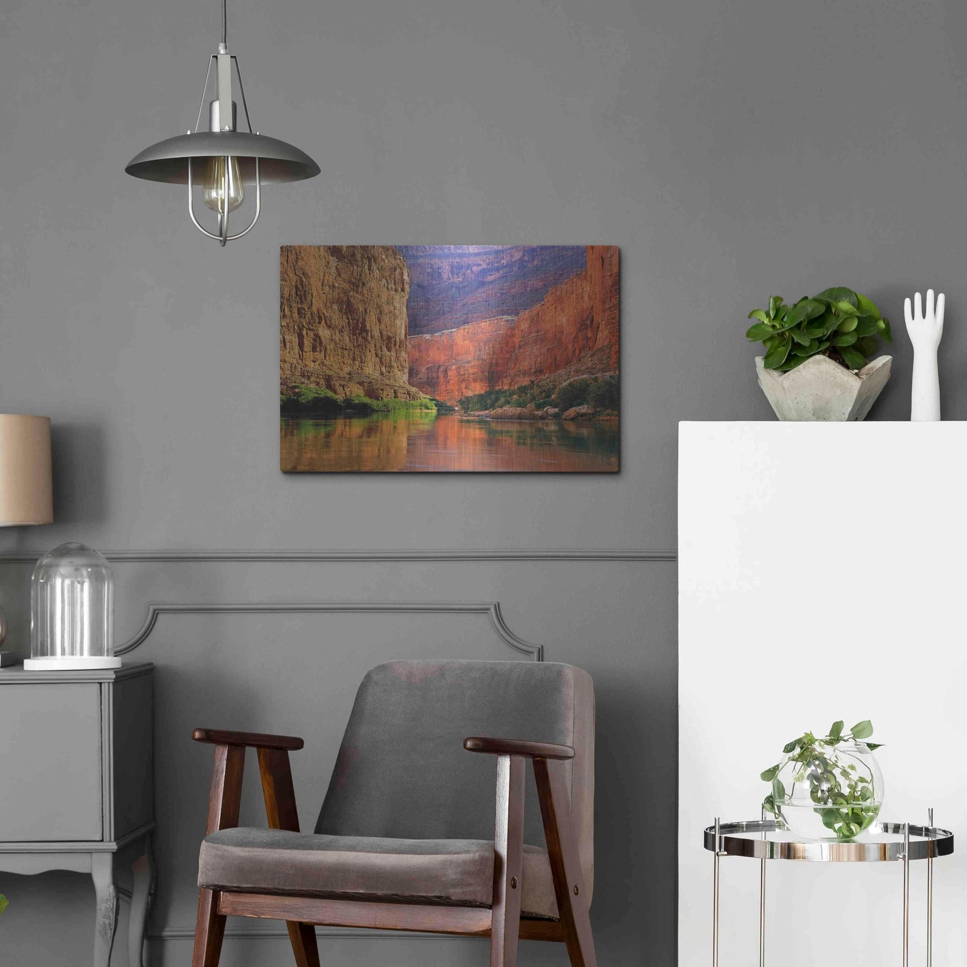 Luxe Metal Art 'Red Wall Gorge' by John Gavrilis, Metal Wall Art,24x16