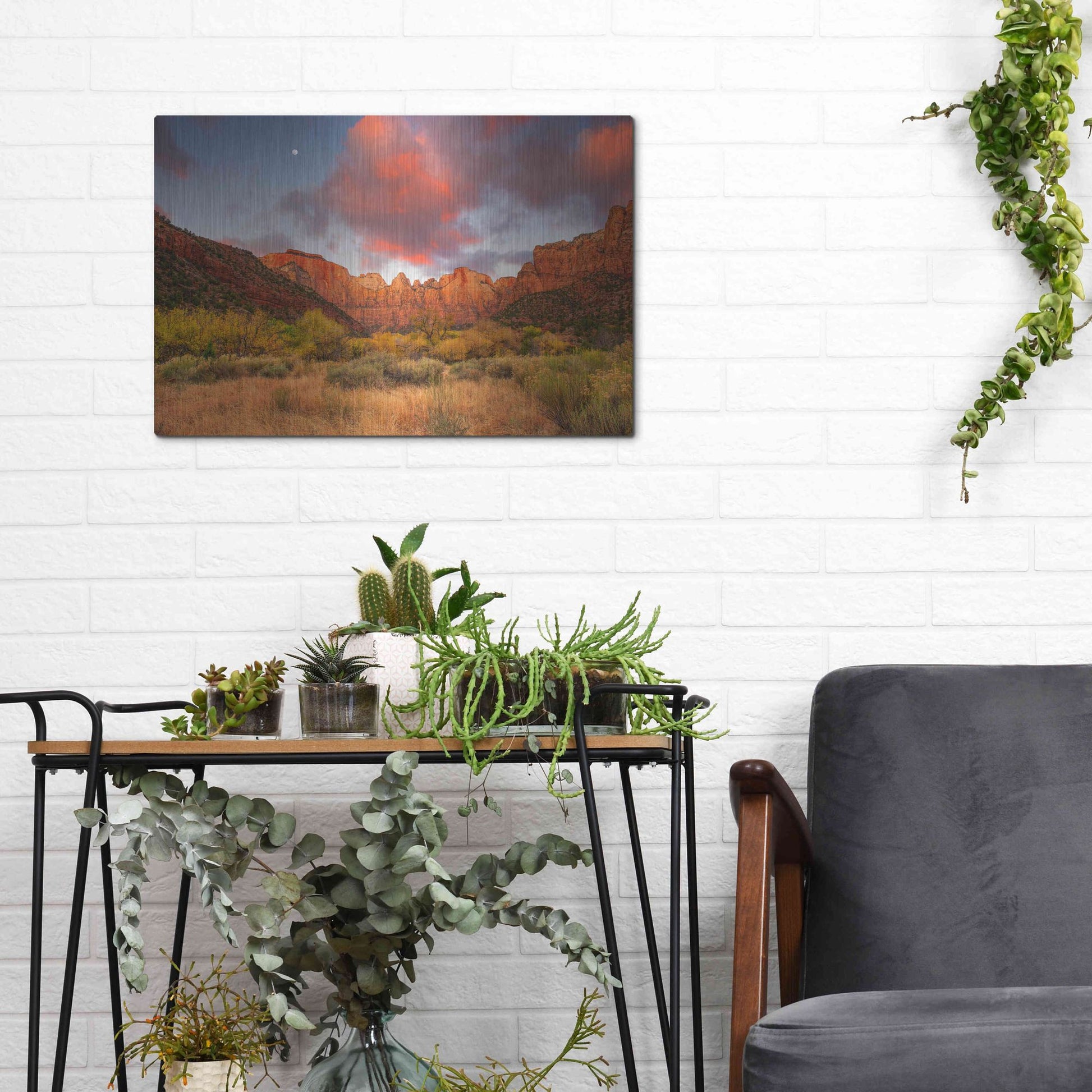 Luxe Metal Art 'Temple Sunrise & Moon' by John Gavrilis, Metal Wall Art,16x12
