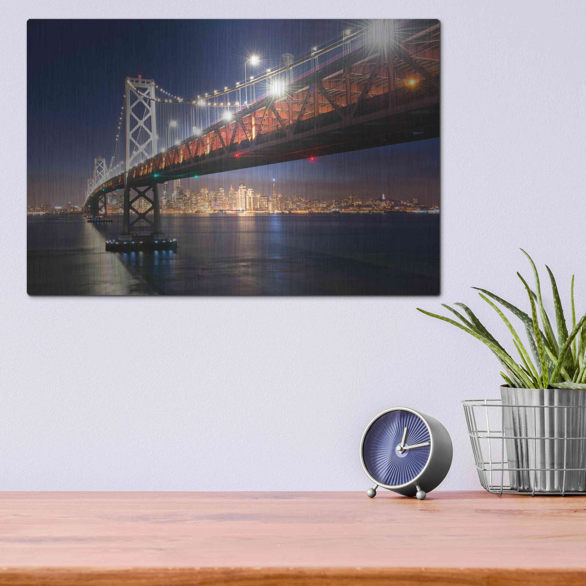 Luxe Metal Art 'Under The Bay Bridge' by John Gavrilis, Metal Wall Art,16x12
