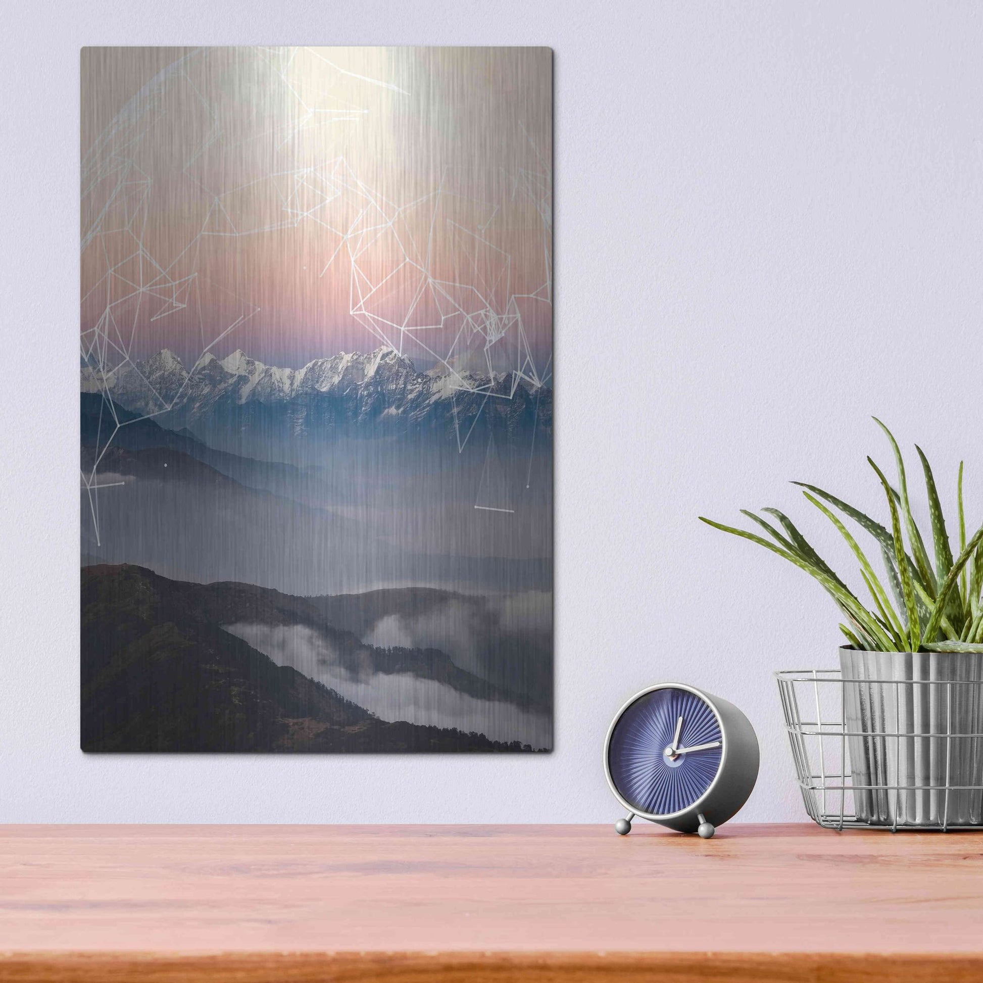 Luxe Metal Art 'Geo Mountain' by GeoMania, Metal Wall Art,12x16