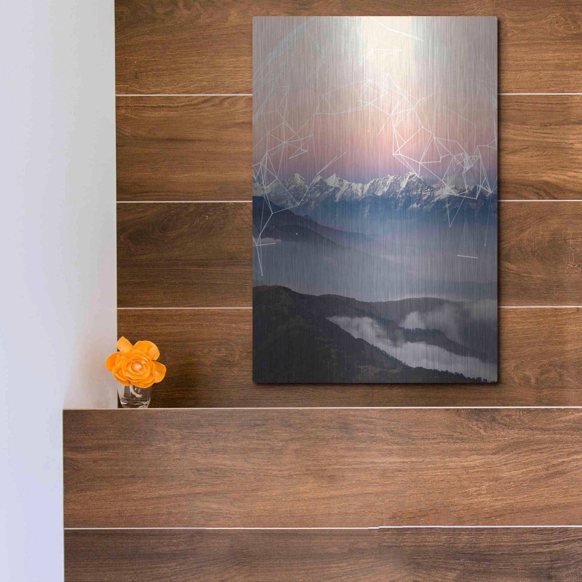 Luxe Metal Art 'Geo Mountain' by GeoMania, Metal Wall Art,12x16