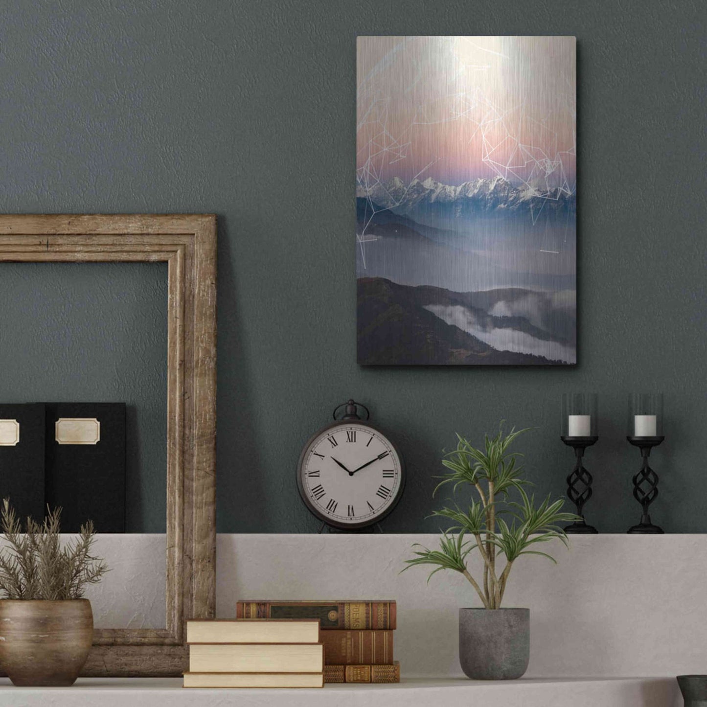 Luxe Metal Art 'Geo Mountain' by GeoMania, Metal Wall Art,12x16