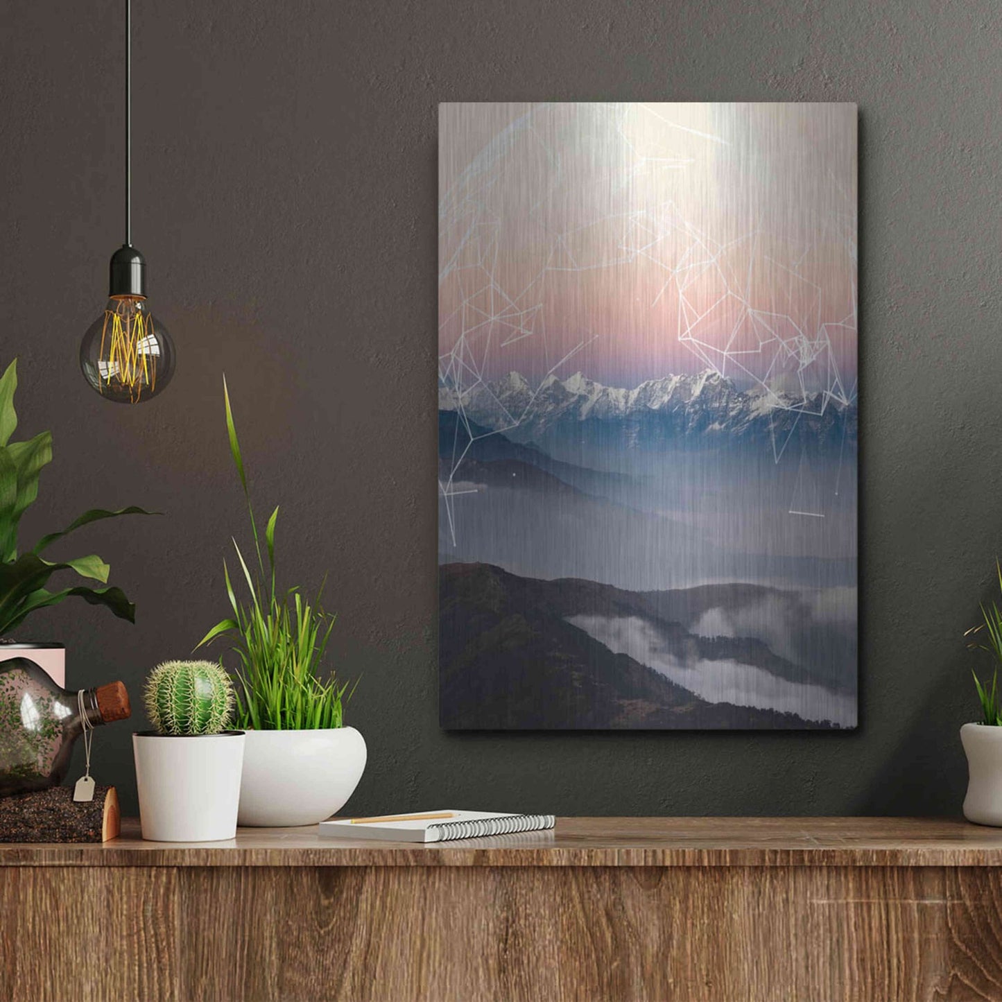 Luxe Metal Art 'Geo Mountain' by GeoMania, Metal Wall Art,12x16