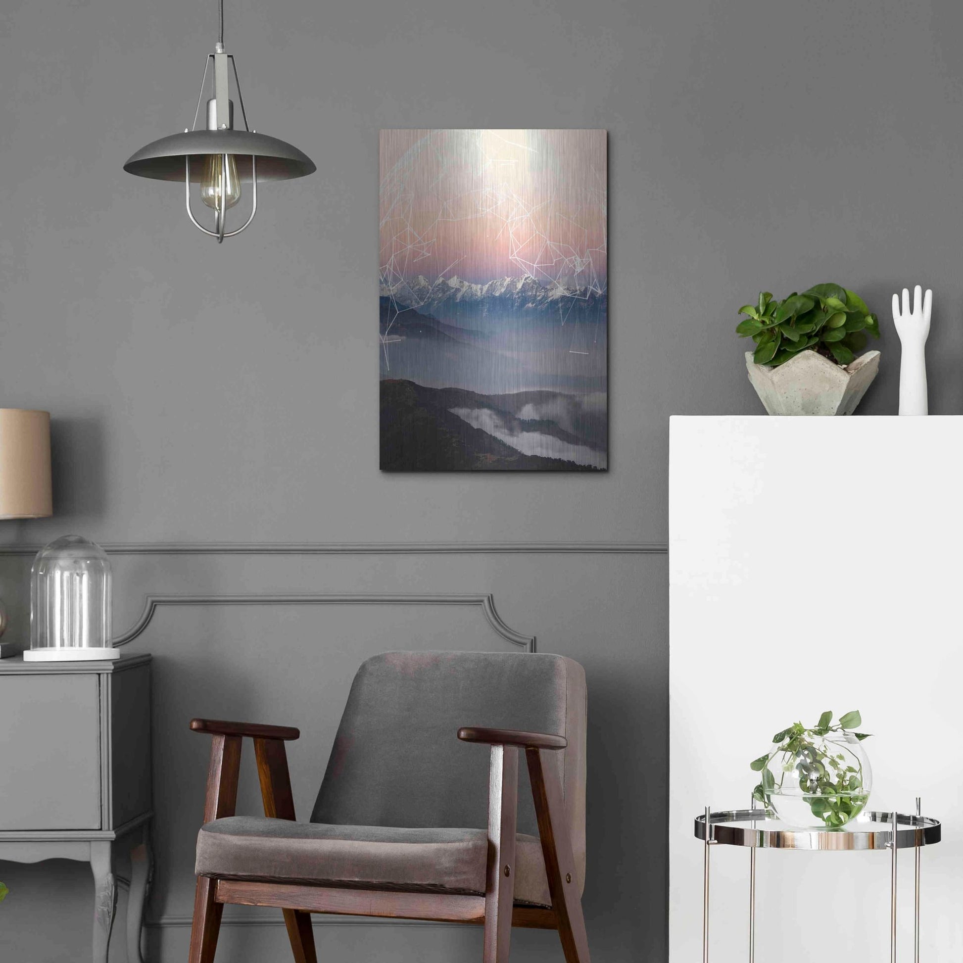 Luxe Metal Art 'Geo Mountain' by GeoMania, Metal Wall Art,16x24