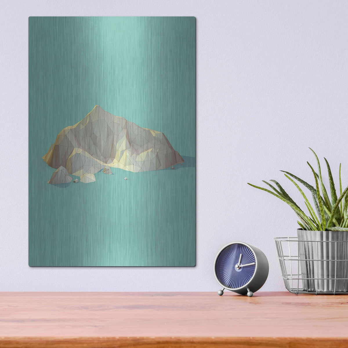 Luxe Metal Art 'Low Poly Mountain 4' by GeoMania, Metal Wall Art,12x16