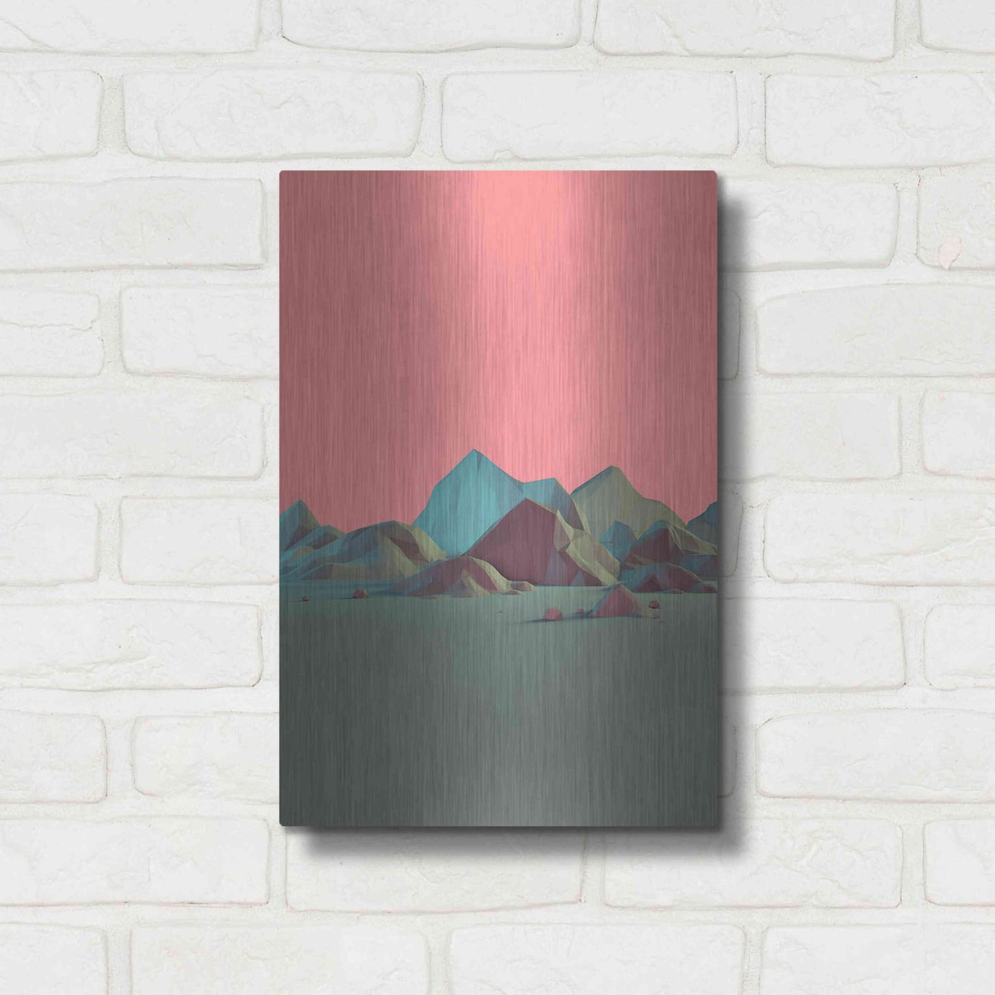 Luxe Metal Art 'Low Poly Mountain 6' by GeoMania, Metal Wall Art,12x16