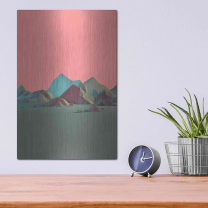 Luxe Metal Art 'Low Poly Mountain 6' by GeoMania, Metal Wall Art,12x16