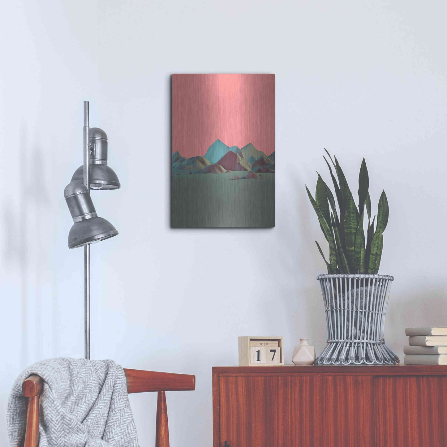 Luxe Metal Art 'Low Poly Mountain 6' by GeoMania, Metal Wall Art,16x24